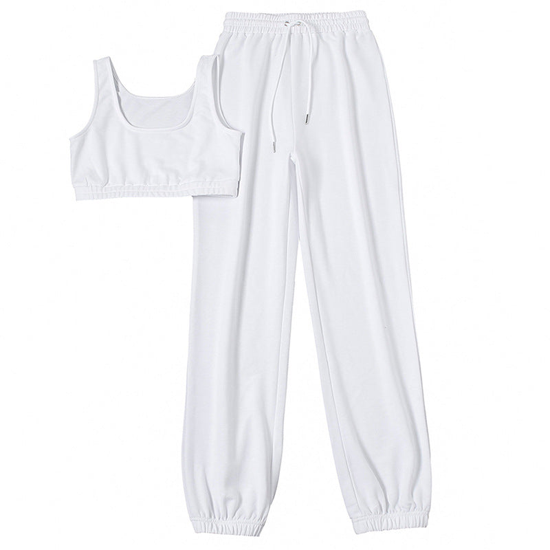 2023 Damen Freizeit Zweiteiler Bauchfreies Oberteil und Hose Set