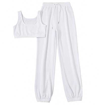2023 Damen Freizeit Zweiteiler Bauchfreies Oberteil und Hose Set