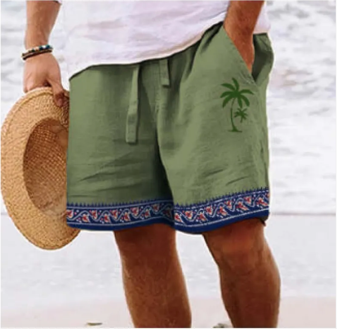 Shorts d'été en coton et lin pour hommes
