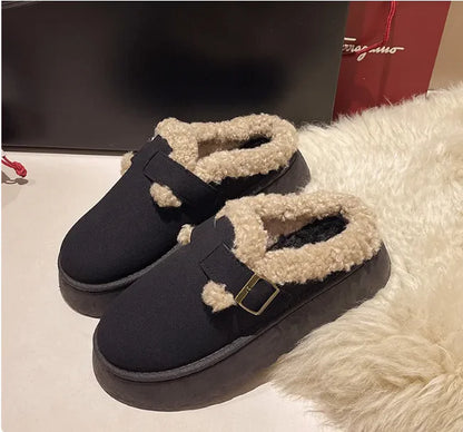 Women’s Retro Platform Plush Winter Slippers | Soft Warm Platform Design