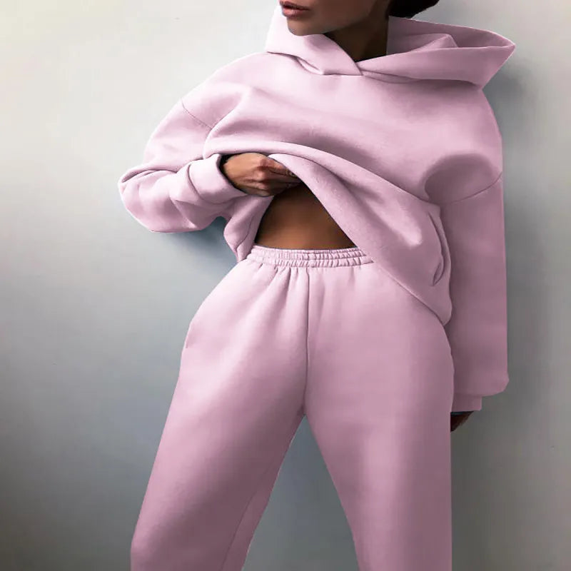 Casual Hooded Sweater Set – Two-Piece Corduroy Hoodie & Pants for Cozy Everyday Style