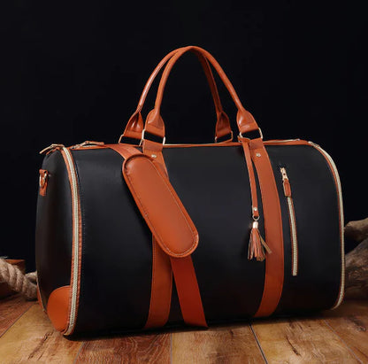Folding Travel Duffel Bag | Large PU Leather Weekender