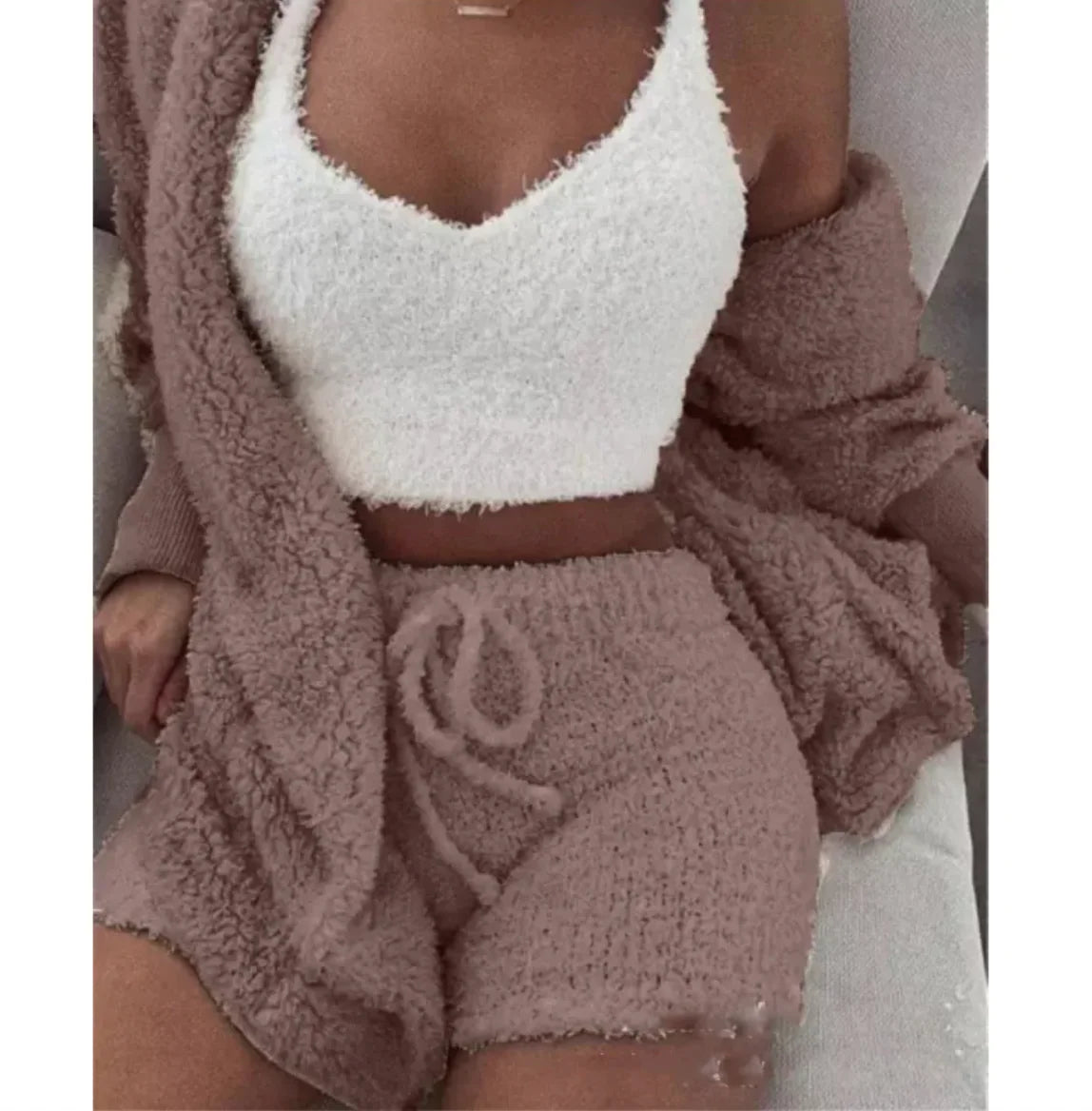 3-Piece Plush Homewear Set for Women – Cozy & Stylish Loungewear
