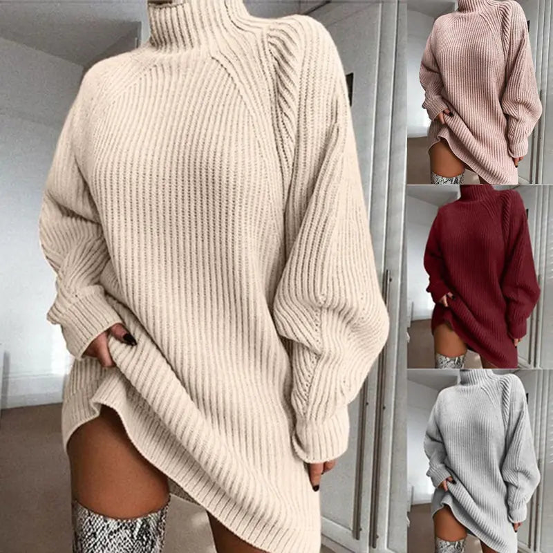 Turtleneck Knit Sweater Dress