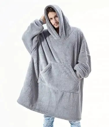 Ultra Cozy Double-Sided Fleece Wearable Blanket Hoodie – Oversized Hoodie with Big Pocket