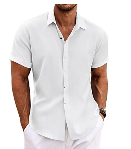 Men’s Short Sleeve Cotton Linen Shirt – Lightweight Summer Shirt