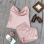 Thin Ice Silk Women's Pajama Set - Sexy Two-Piece Homewear