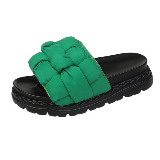 Women's Woven Slip-On Sandals – Cushioned Summer Slides