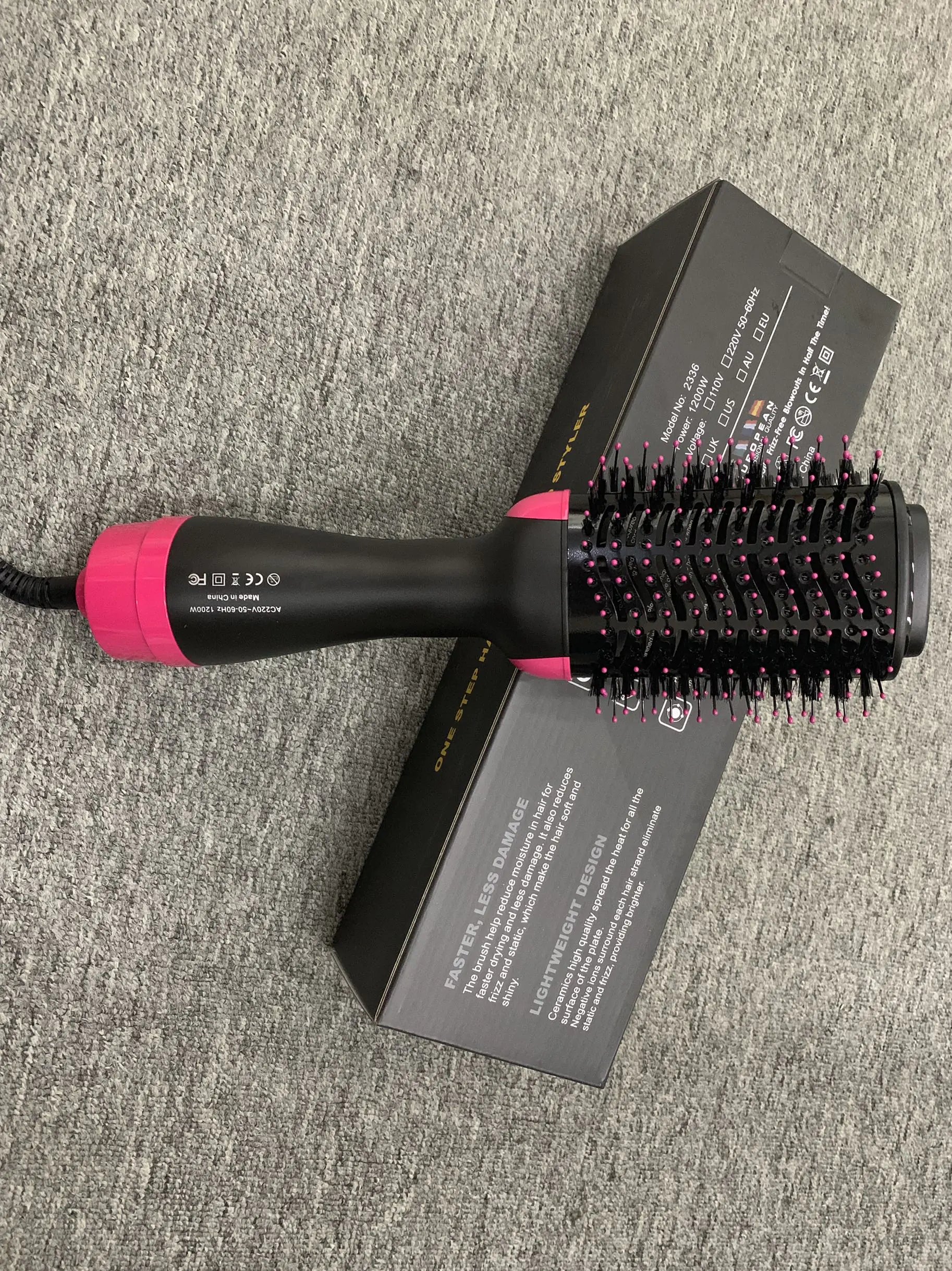 Dual-Purpose Hot Air Comb – Curling Hair Dryer & Ionic Straightener with Infrared Technology