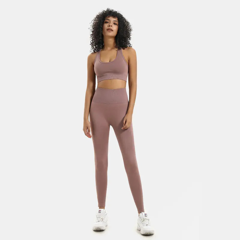 Ensemble de Yoga Sans Couture en Maille pour Femmes - Tenue de Sport