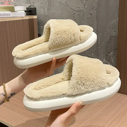 Thick Plush Indoor Slippers with Soft Lining