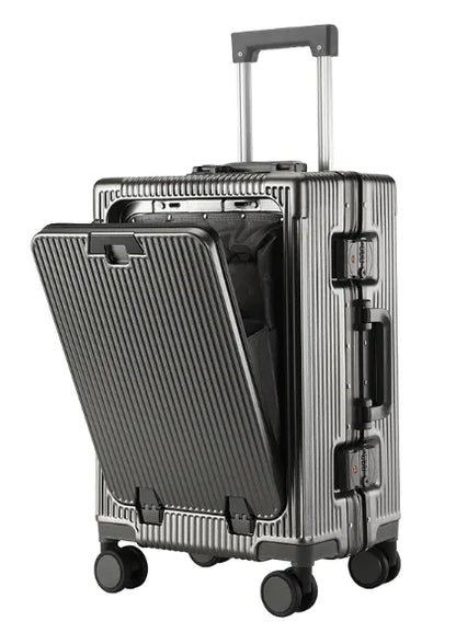 Aluminium Frame Trolley Luggage | Durable ABS-PC Suitcase with USB Interface