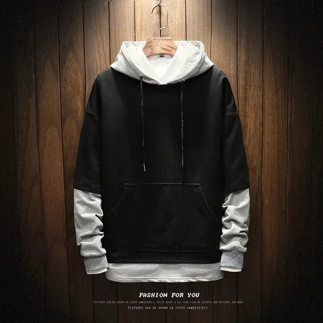 Punk Style Men’s Hoodies & Long Sleeve Shirts – Patchwork Casual Wear