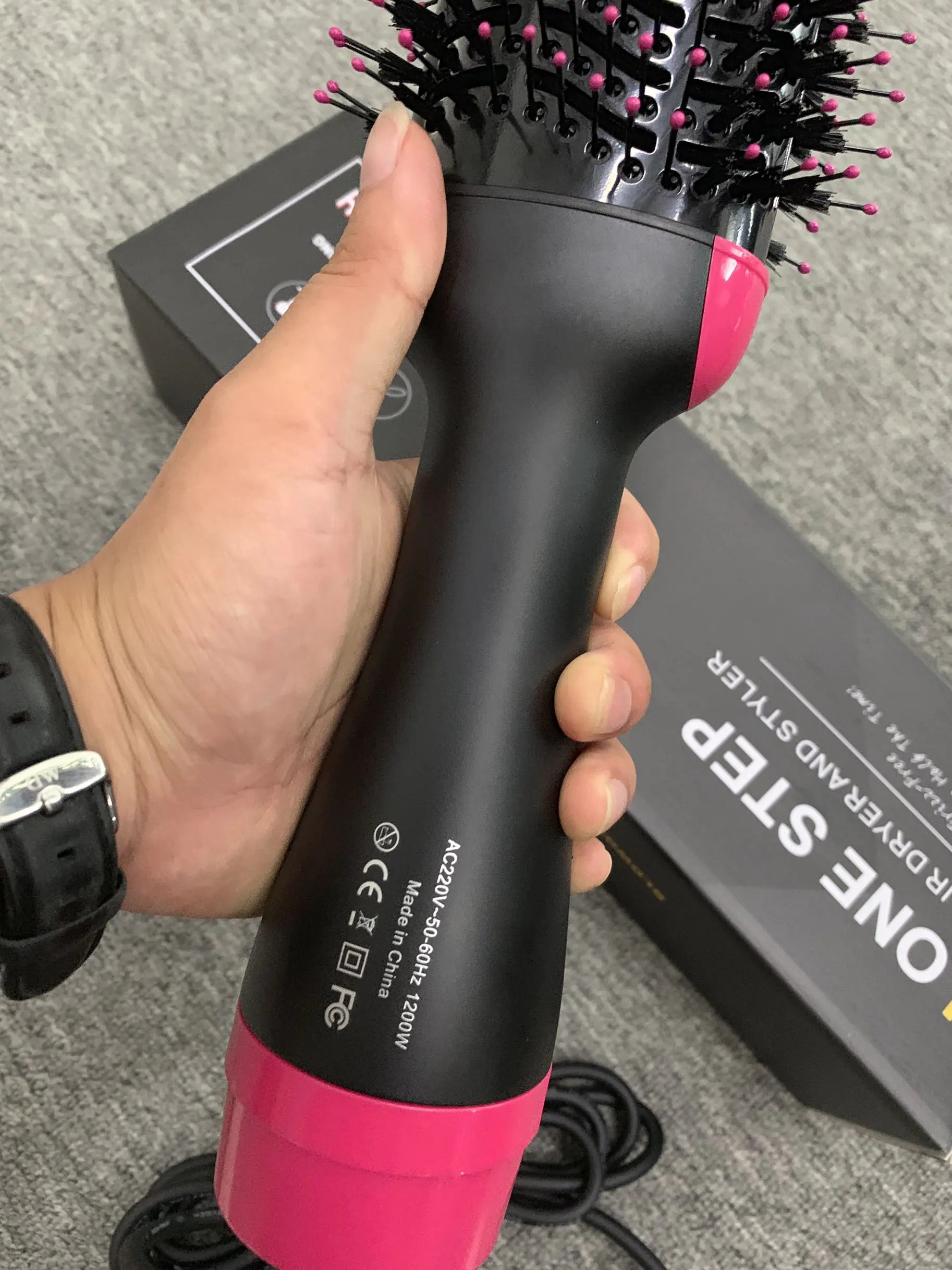 Dual-Purpose Hot Air Comb – Curling Hair Dryer & Ionic Straightener with Infrared Technology