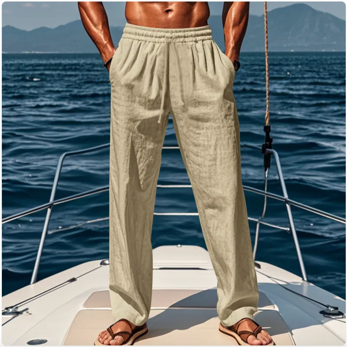 Relaxed Linen Blend Summer Trousers
