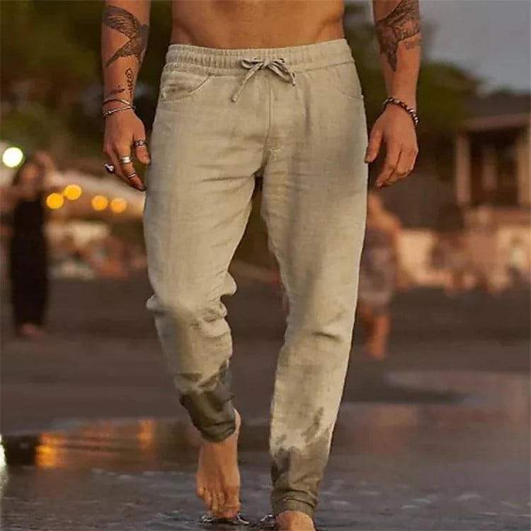 Relaxed Cotton Linen Beach Trousers