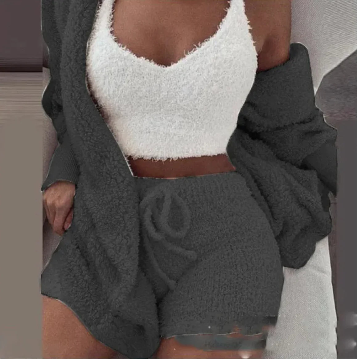 3-Piece Plush Homewear Set for Women – Cozy & Stylish Loungewear