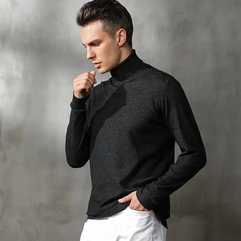 Men's Solid Color Slim Fit Turtleneck Sweater
