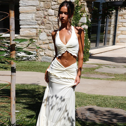 Women's Twist Neck Maxi Dress