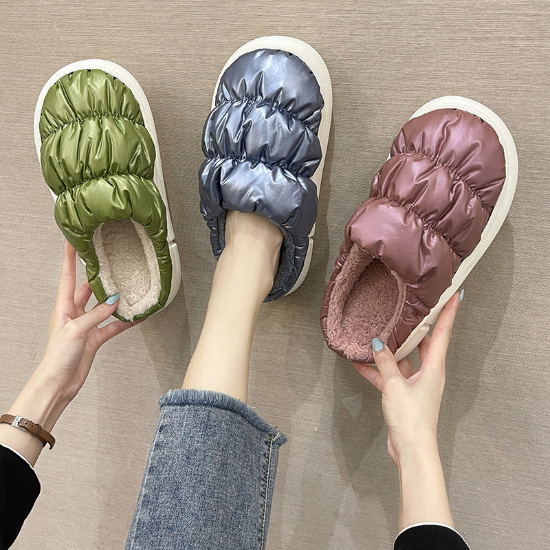 Warm Velvet Cotton Slippers for Women | Soft Padded Winter Style