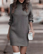2023 Autumn Winter Women's High Neck Sweater Dress