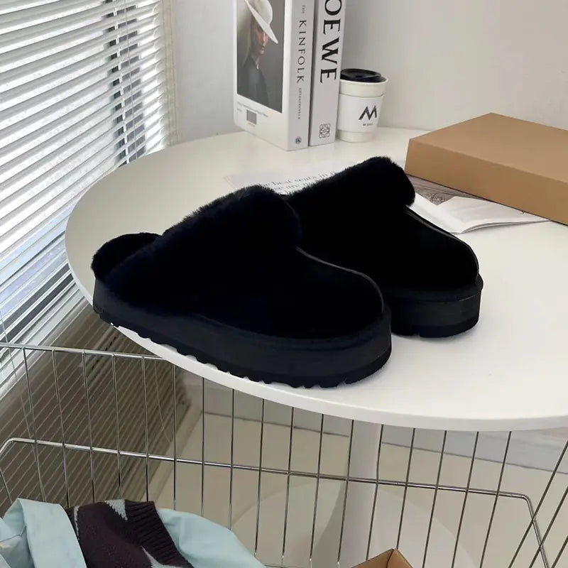 Women’s Winter Plush Flat Slippers | Warm & Soft Indoor Comfort