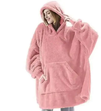 Ultra Cozy Double-Sided Fleece Wearable Blanket Hoodie – Oversized Hoodie with Big Pocket