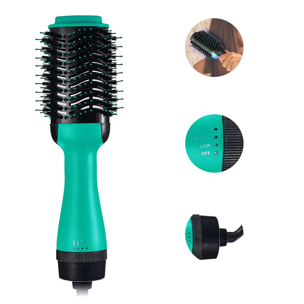 Dual-Purpose Hot Air Comb – Curling Hair Dryer & Ionic Straightener with Infrared Technology