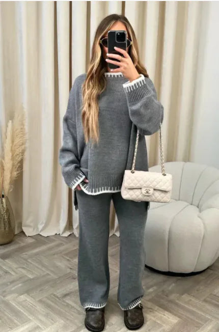 ChicEase Solid Color Lounge Set – Chic & Comfortable Casual Outfit