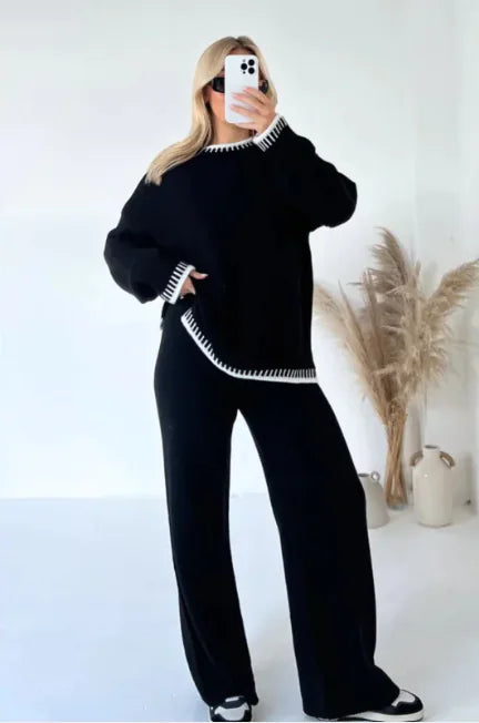 ChicEase Solid Color Lounge Set – Chic & Comfortable Casual Outfit