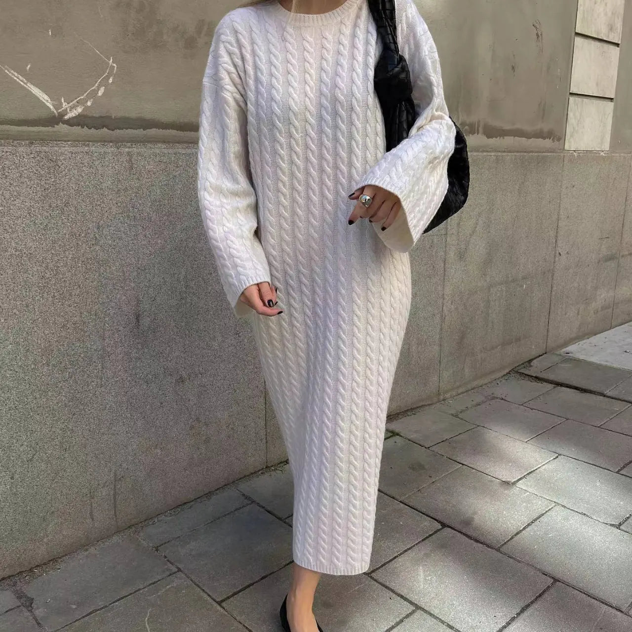 2023 Autumn European Style Long Knit Sweater Dress