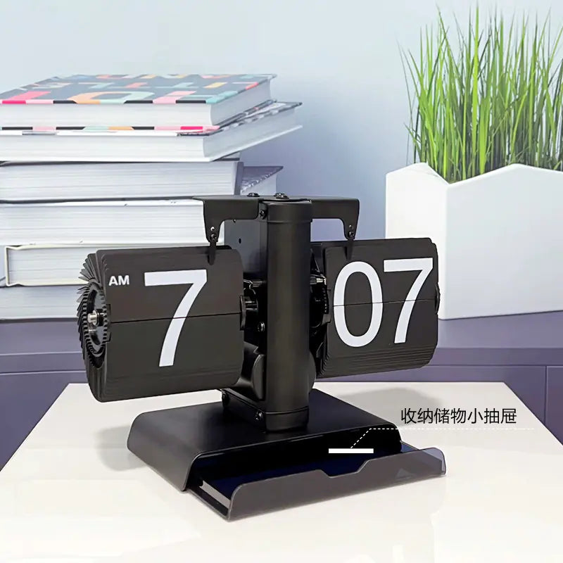 European Style Automatic Flip Clock – Retro Page-Flipping Timepiece for Home & Office