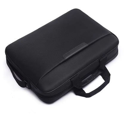 Black briefcase with handle on a white background