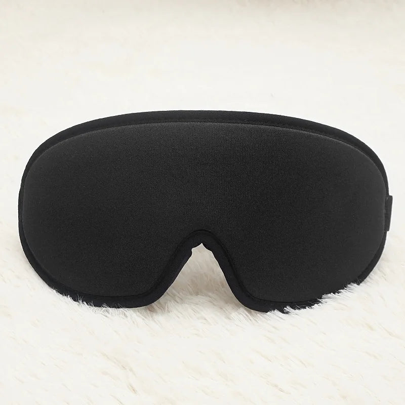 Black 3D sleep mask with memory foam design
