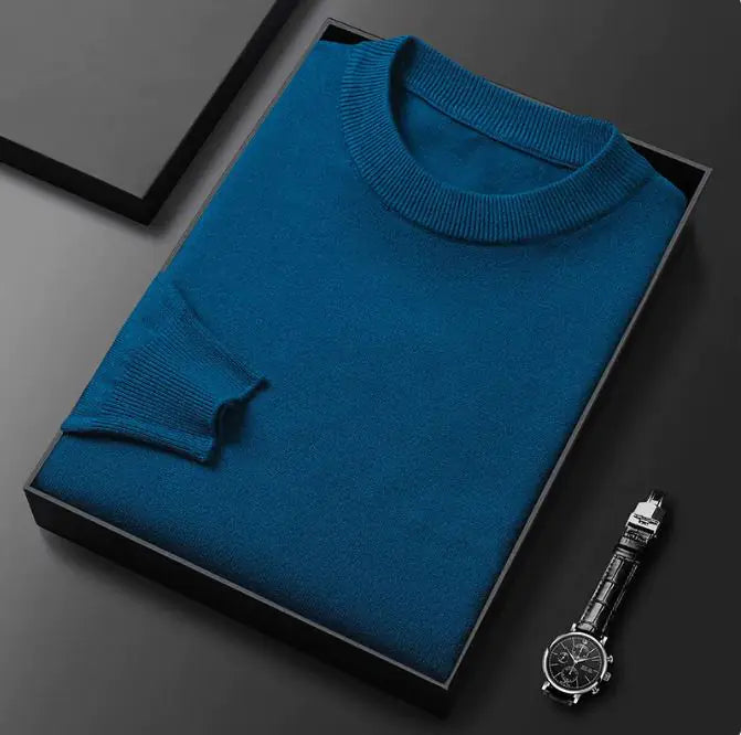 Men’s Round Neck Long Sleeve Knitted Sweater – Classic Casual Knitwear