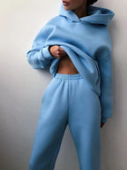 Casual Hooded Sweater Set – Two-Piece Corduroy Hoodie & Pants for Cozy Everyday Style