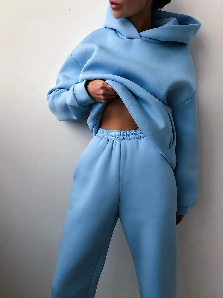 Casual Hooded Sweater Set – Two-Piece Corduroy Hoodie & Pants for Cozy Everyday Style
