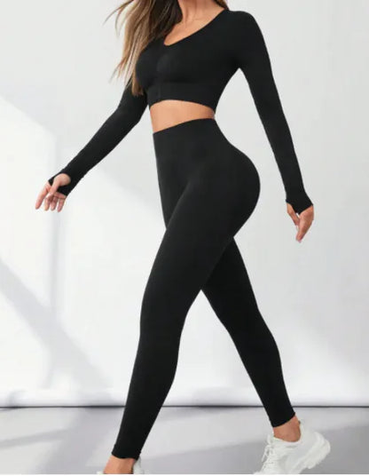 Women’s Fit Flow Set – Seamless Long Sleeve Activewear Two-Piece
