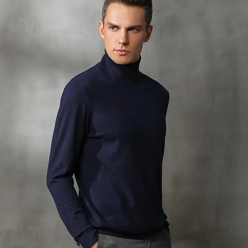 Men's Solid Color Slim Fit Turtleneck Sweater