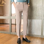 British Slim-fit Solid Color Men's Trousers