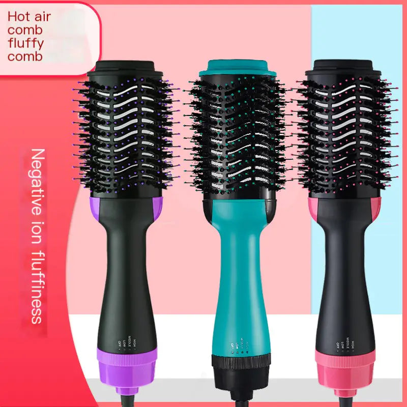 Dual-Purpose Hot Air Comb – Curling Hair Dryer & Ionic Straightener with Infrared Technology