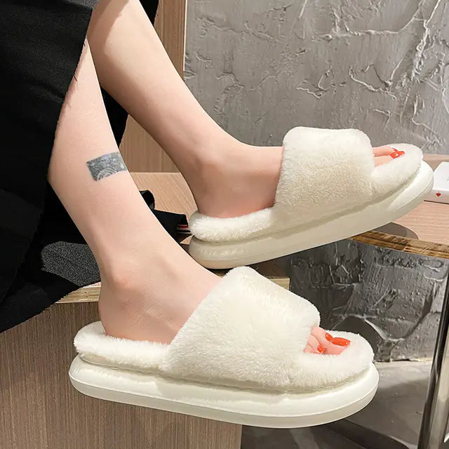 Thick Plush Indoor Slippers with Soft Lining