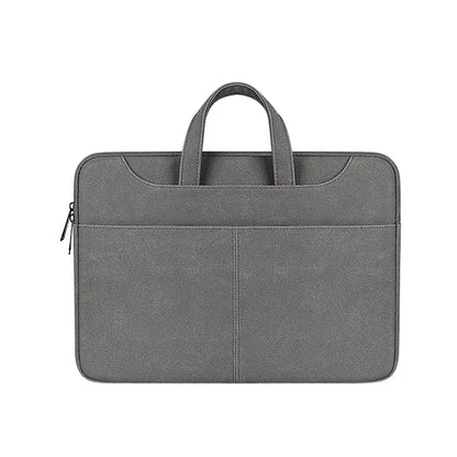 Gray laptop bag with a handle on a white background