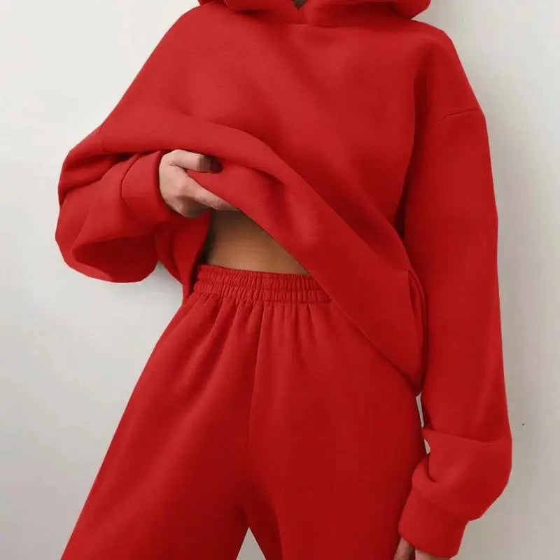Casual Hooded Sweater Set – Two-Piece Corduroy Hoodie & Pants for Cozy Everyday Style