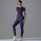 Women’s Quick-Dry Yoga Sports Set – Short-Sleeve Top & Trousers for Fitness