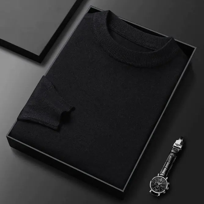 Men’s Round Neck Long Sleeve Knitted Sweater – Classic Casual Knitwear