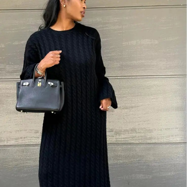 2023 Autumn European Style Long Knit Sweater Dress