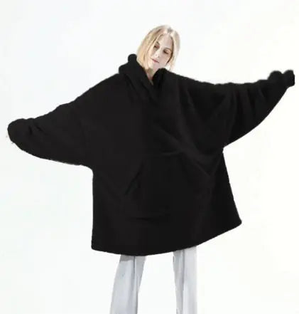Ultra Cozy Double-Sided Fleece Wearable Blanket Hoodie – Oversized Hoodie with Big Pocket
