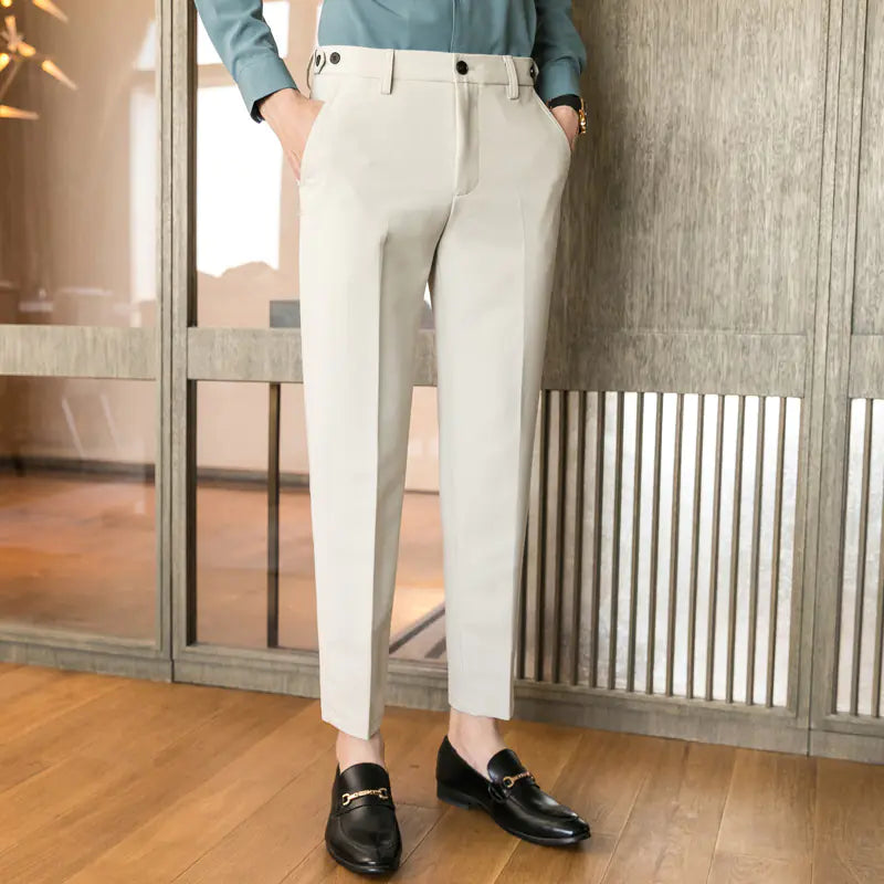 British Slim-fit Solid Color Men's Trousers