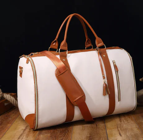 Folding Travel Duffel Bag | Large PU Leather Weekender